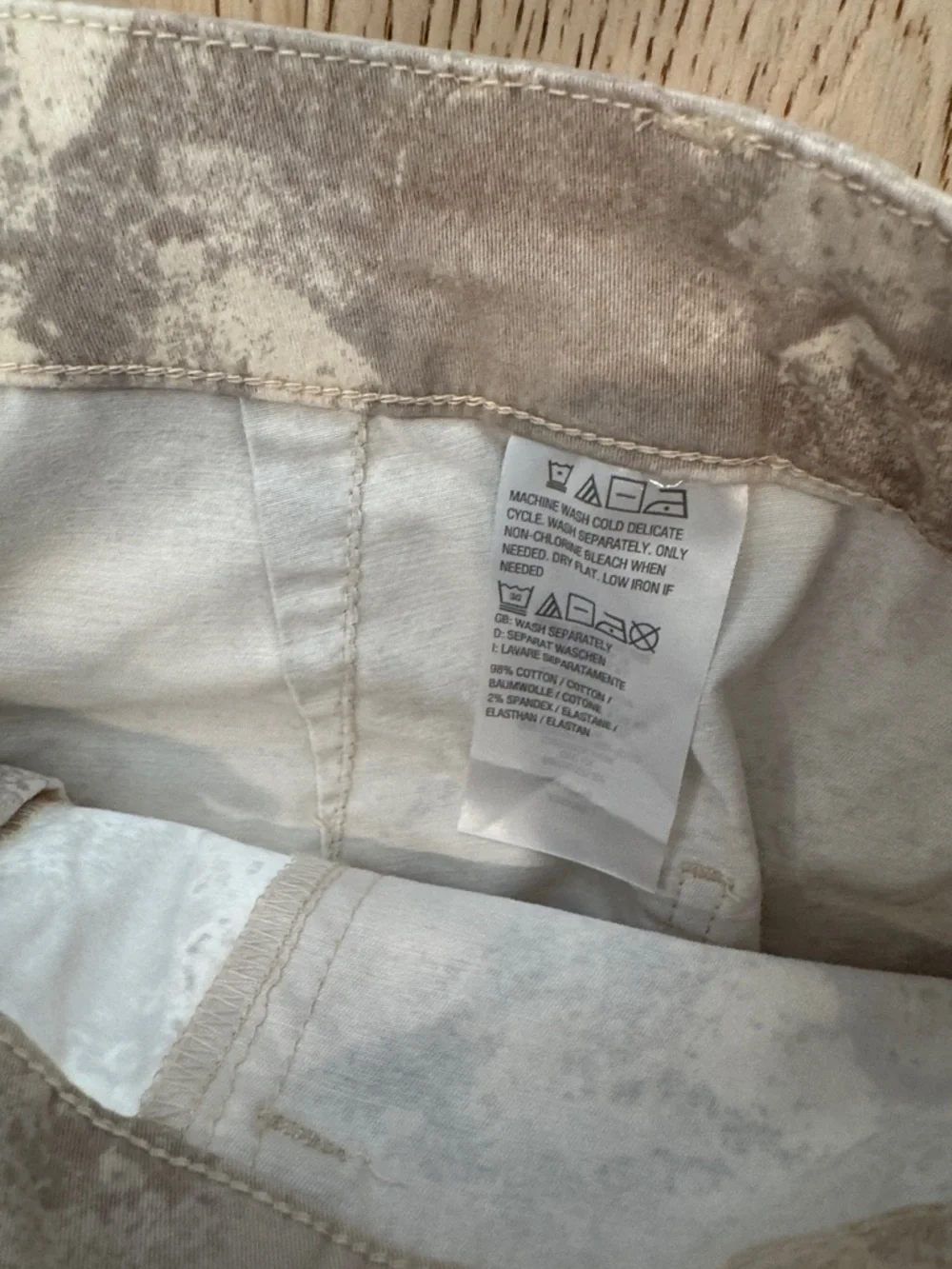 Denim & Co Casual Stone Tones Pattern Women's 14 Pants Front Button‎ Zip NWOT